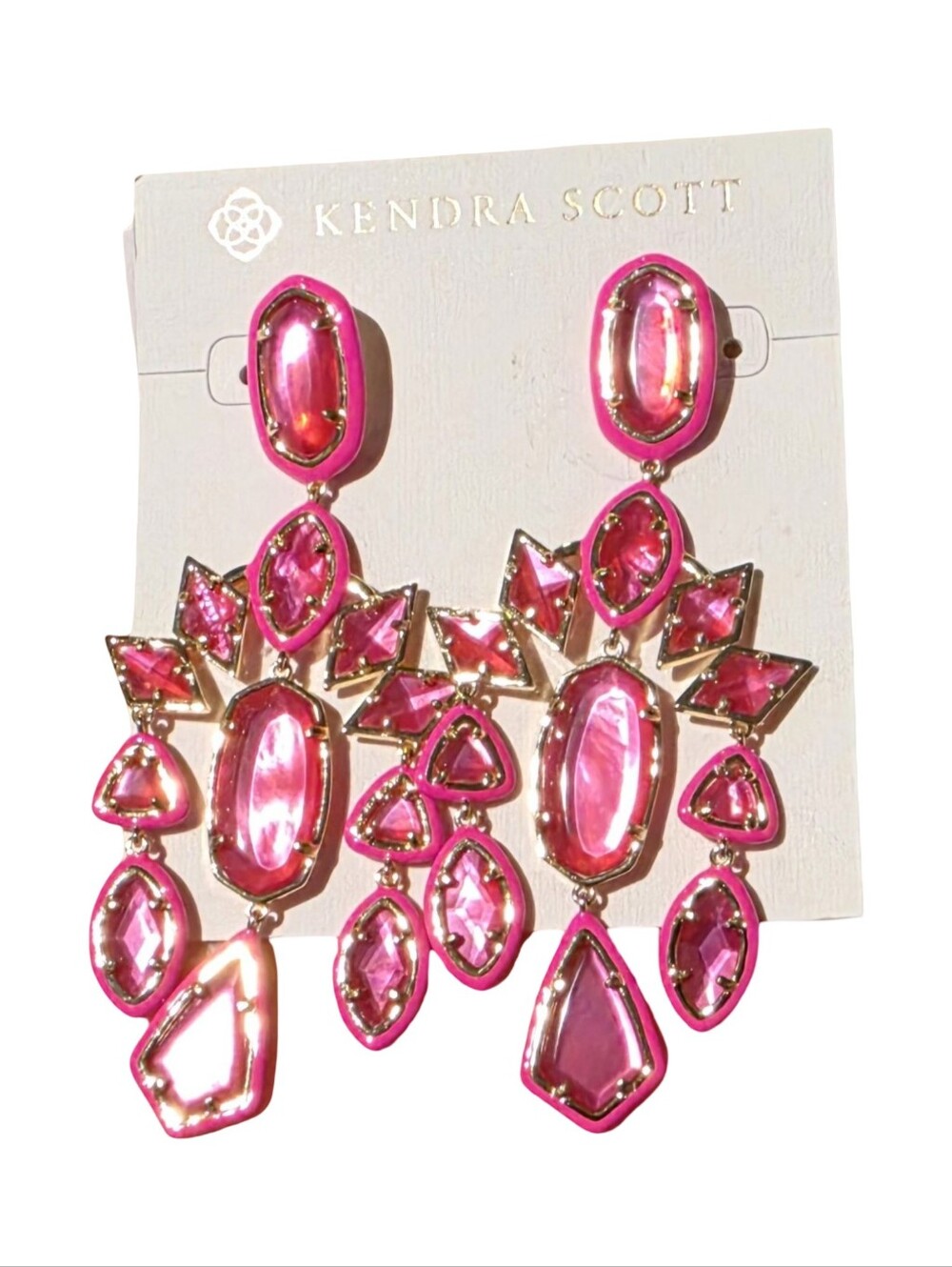 Kendra Scott Gretta Pink Statement Chandelier Earrings New - Picture 6 of 8